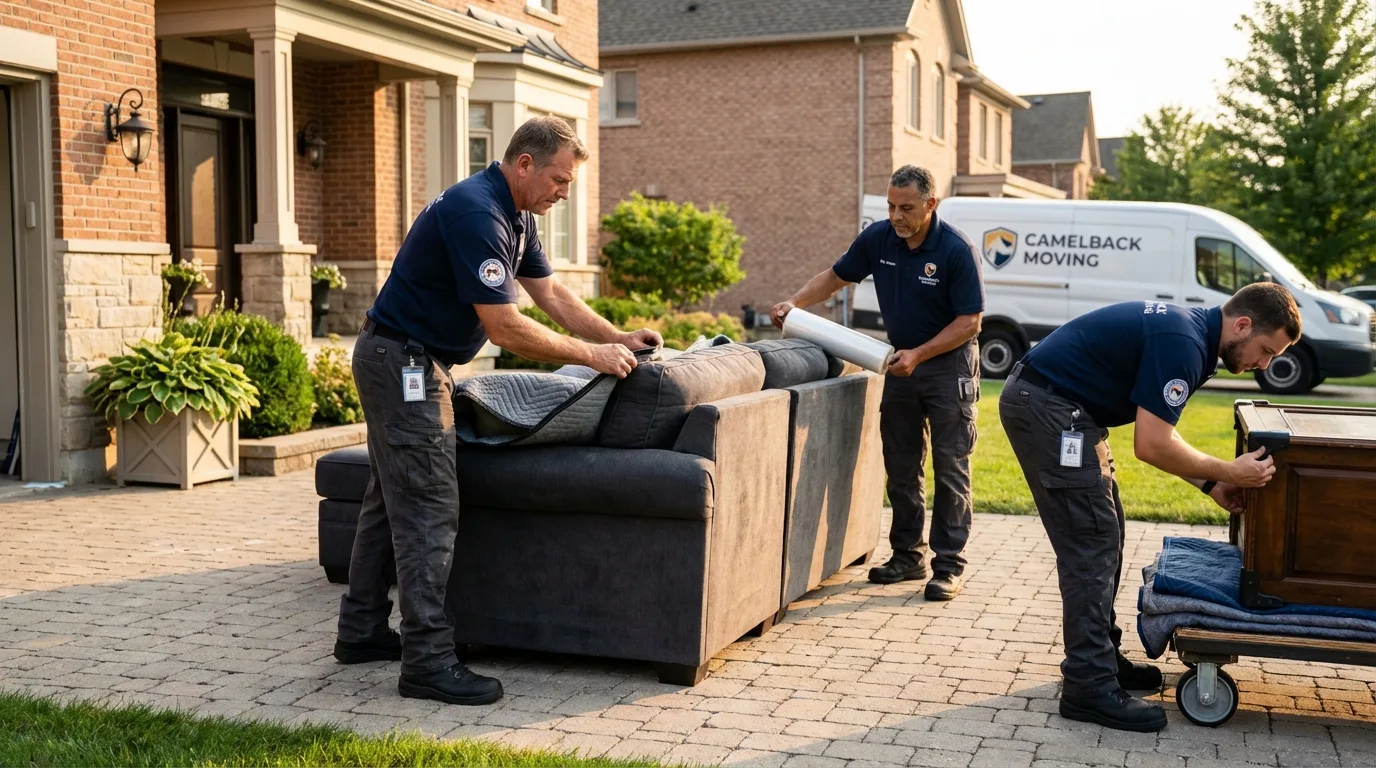 Large estate moving crew wrapping furniture in Tolono, IL