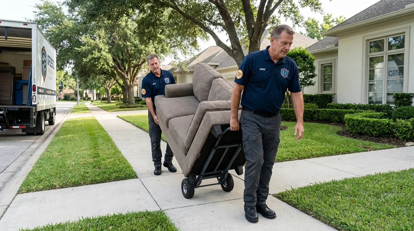 Local residential moving crew loading furniture in Tolono, IL